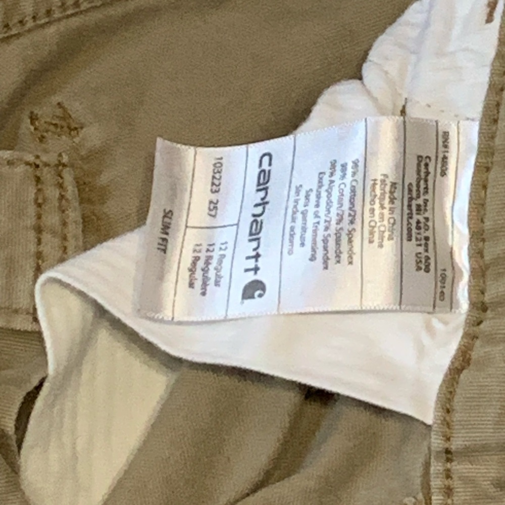 Women’s Carhartt Slim Fit Tan Cargo Work Pants - Picture 6 of 6